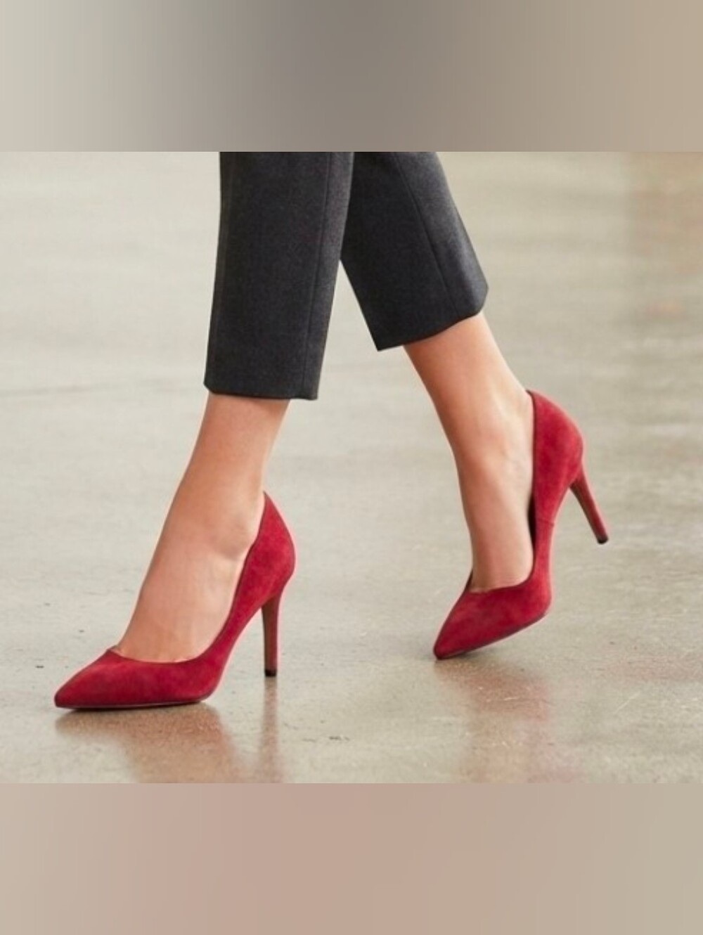 Sam & Libby Red Suede Pointed Toe Stiletto Heels. Size 9.5 Womens.